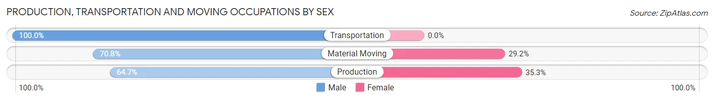 Production, Transportation and Moving Occupations by Sex in West Hattiesburg