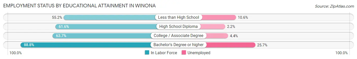 Employment Status by Educational Attainment in Winona