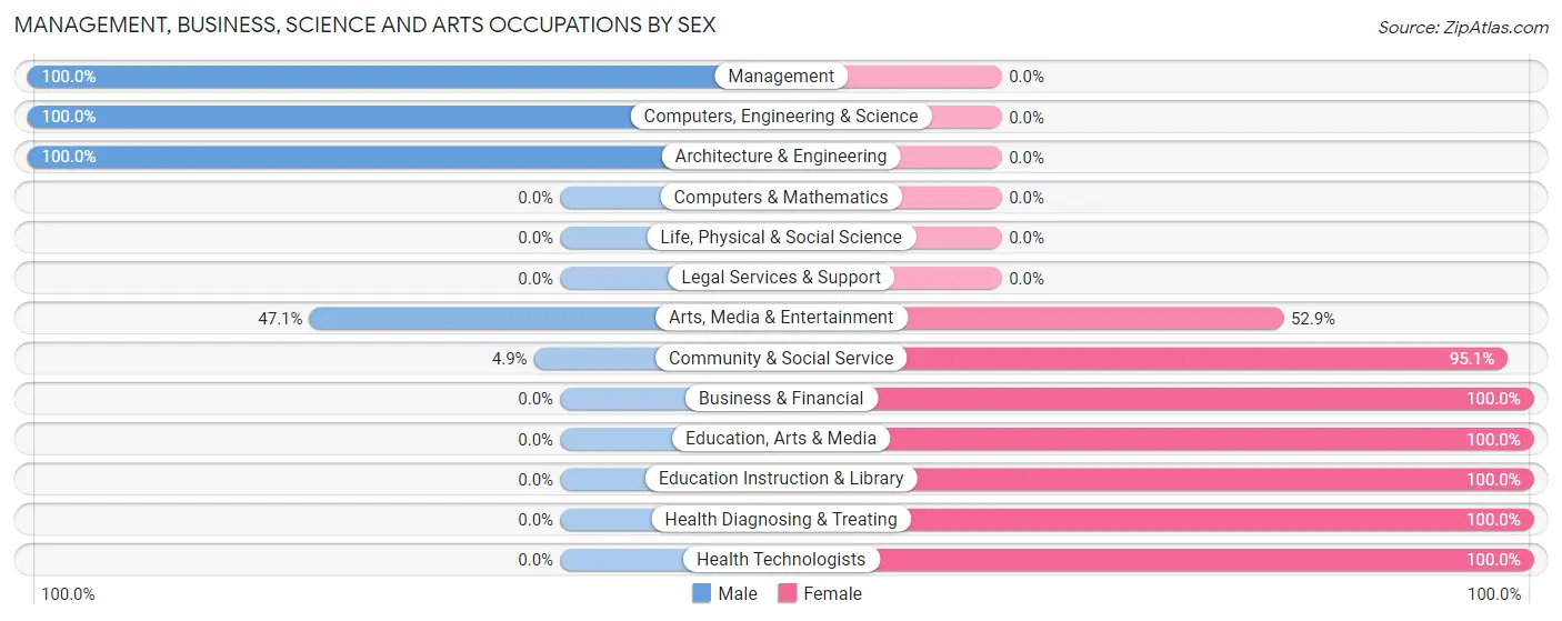 Management, Business, Science and Arts Occupations by Sex in Winona