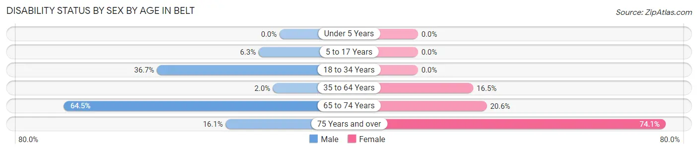 Disability Status by Sex by Age in Belt