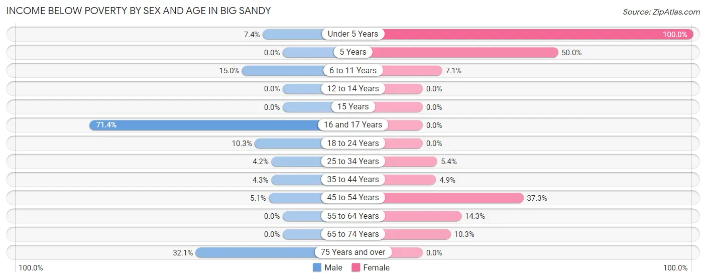 Income Below Poverty by Sex and Age in Big Sandy