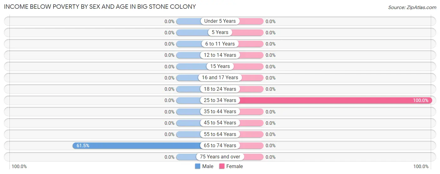 Income Below Poverty by Sex and Age in Big Stone Colony