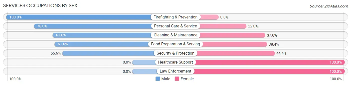 Services Occupations by Sex in Bigfork