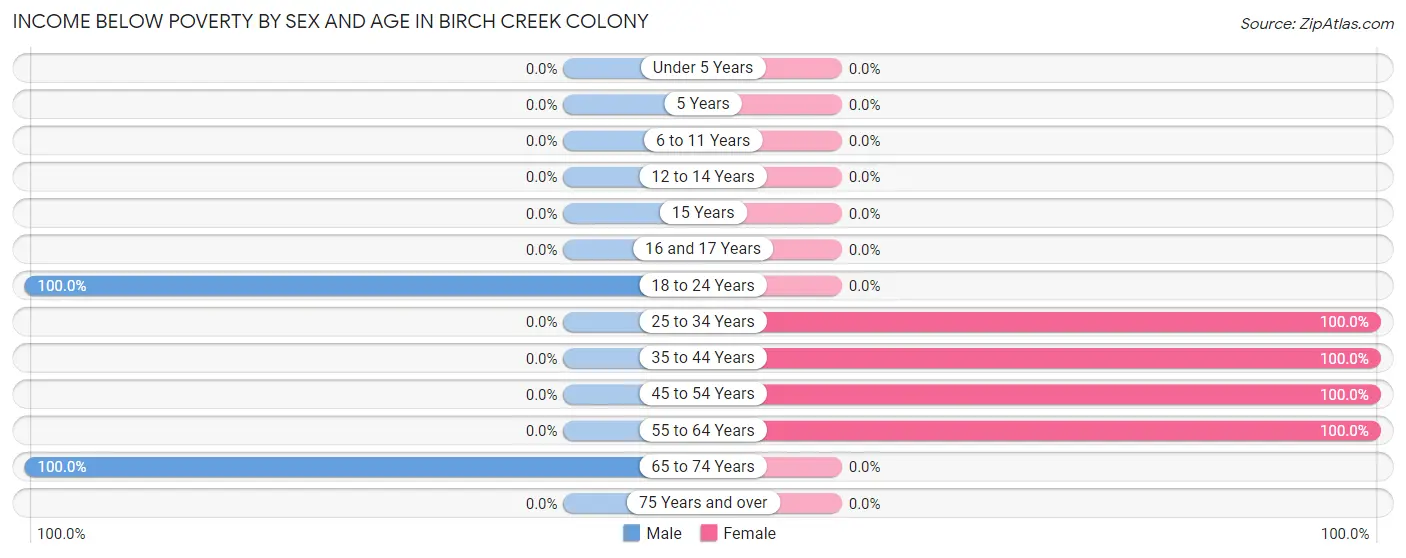 Income Below Poverty by Sex and Age in Birch Creek Colony