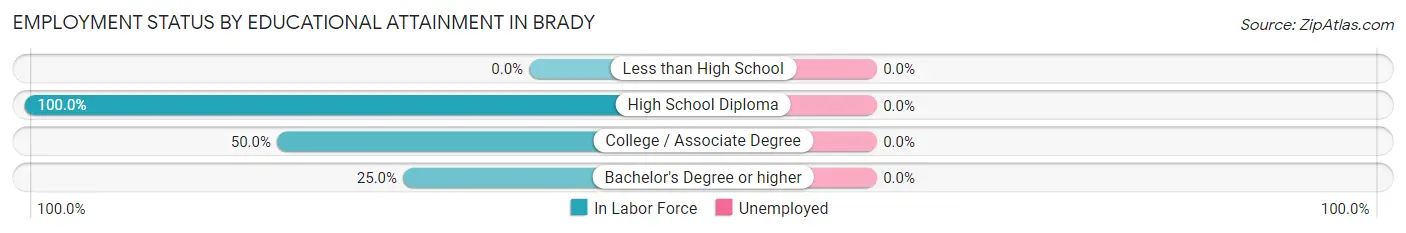 Employment Status by Educational Attainment in Brady