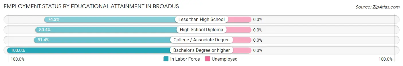 Employment Status by Educational Attainment in Broadus