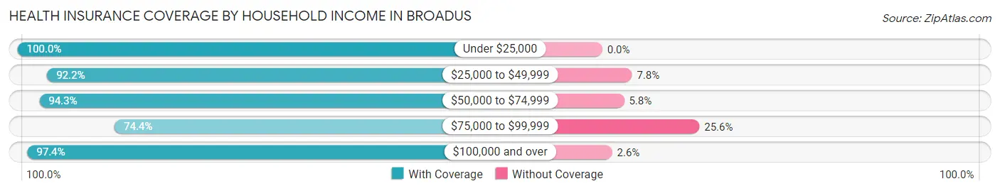 Health Insurance Coverage by Household Income in Broadus
