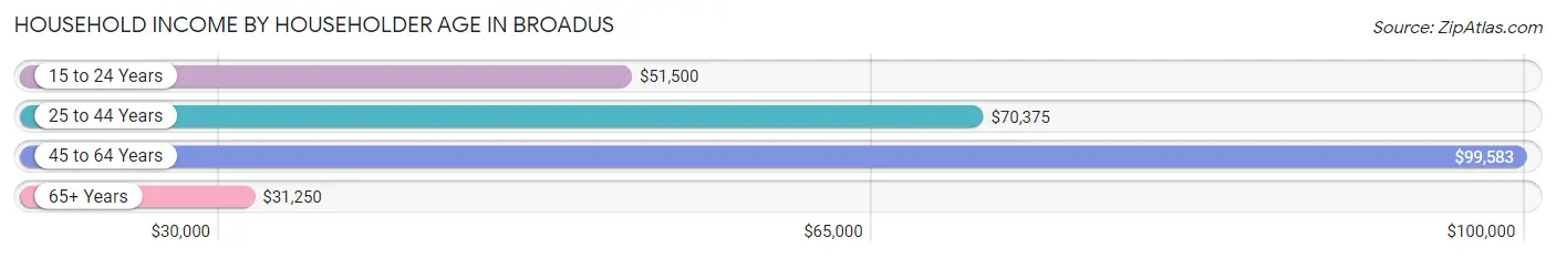 Household Income by Householder Age in Broadus