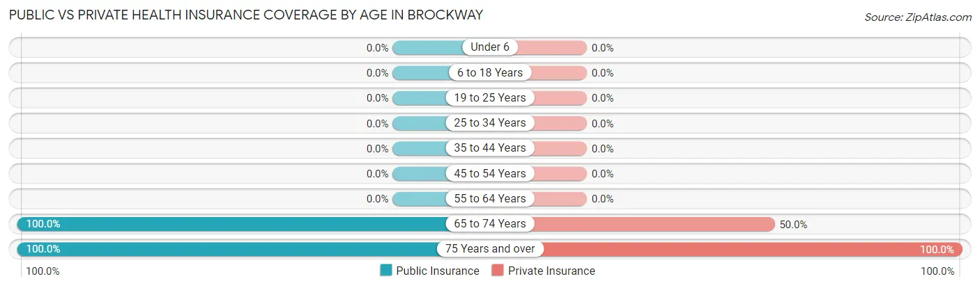 Public vs Private Health Insurance Coverage by Age in Brockway
