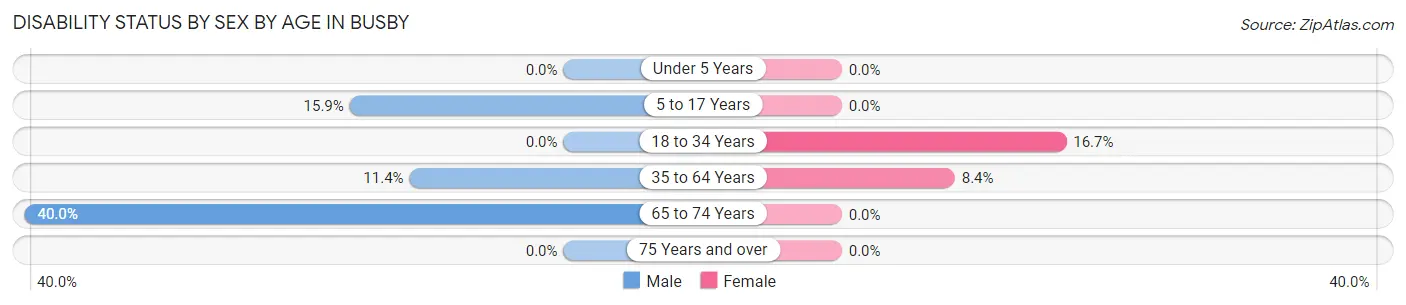 Disability Status by Sex by Age in Busby