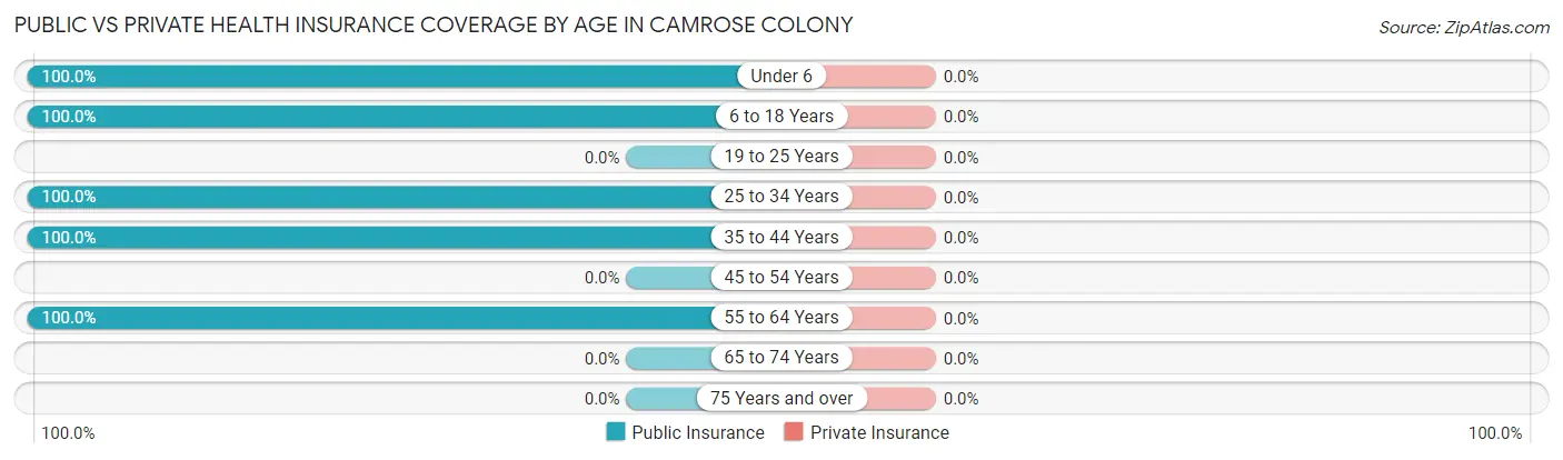 Public vs Private Health Insurance Coverage by Age in Camrose Colony