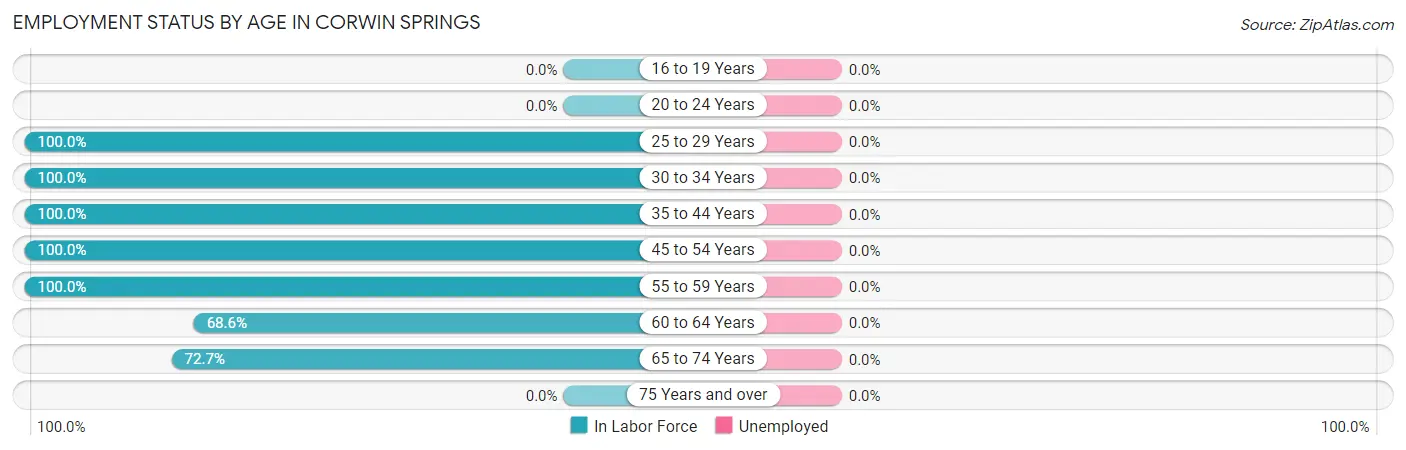 Employment Status by Age in Corwin Springs