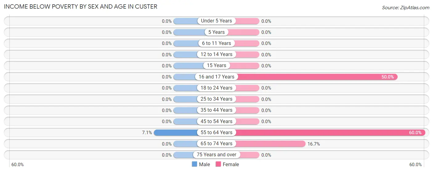 Income Below Poverty by Sex and Age in Custer