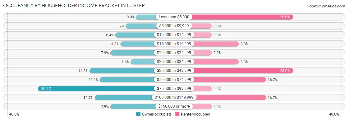 Occupancy by Householder Income Bracket in Custer