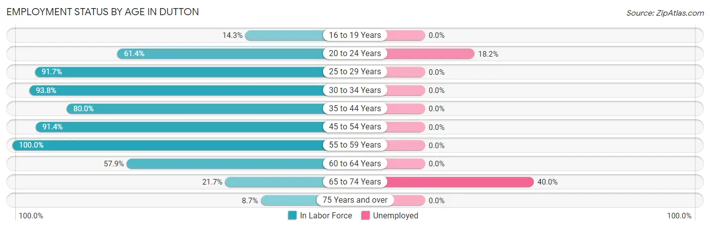 Employment Status by Age in Dutton