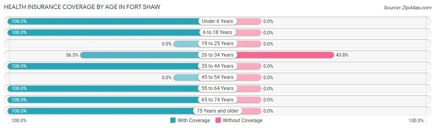 Health Insurance Coverage by Age in Fort Shaw