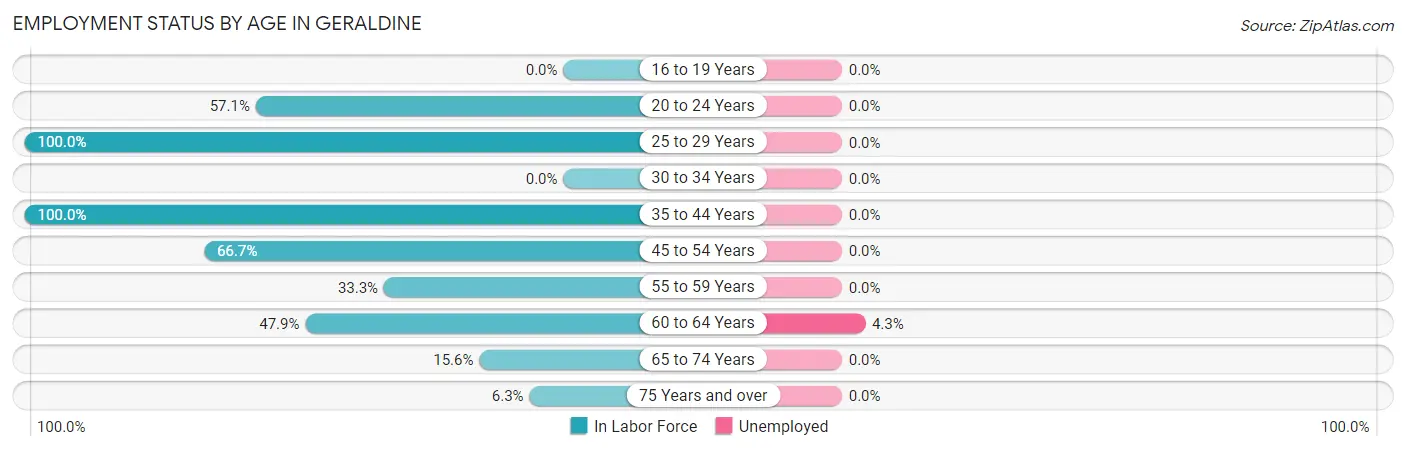 Employment Status by Age in Geraldine