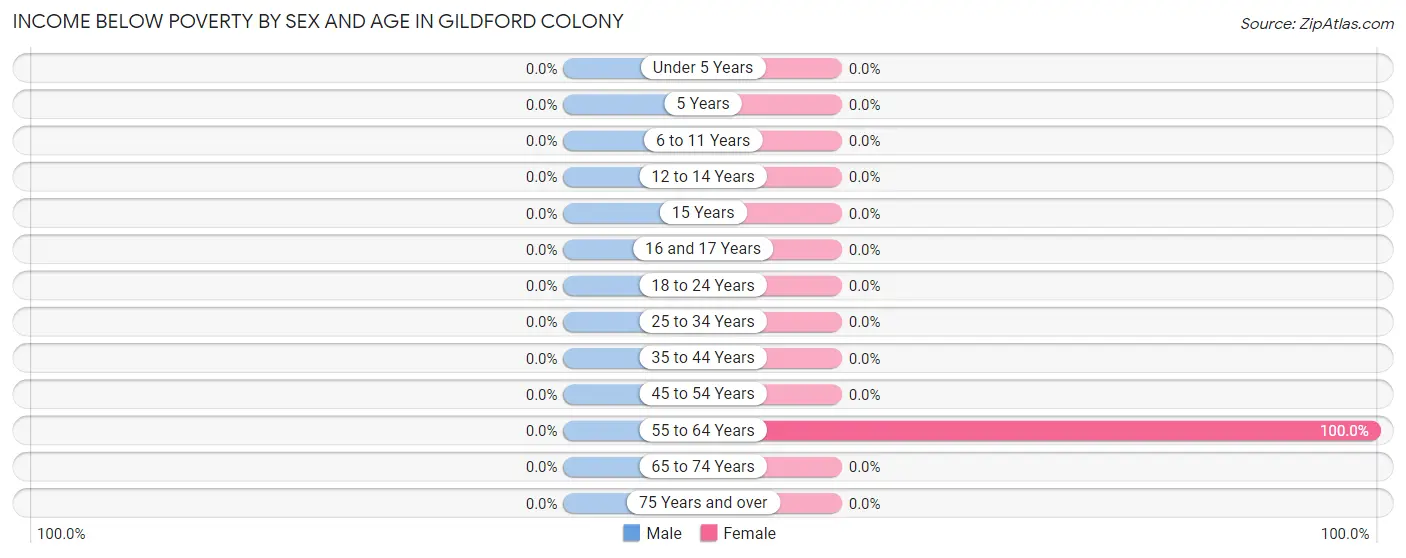 Income Below Poverty by Sex and Age in Gildford Colony