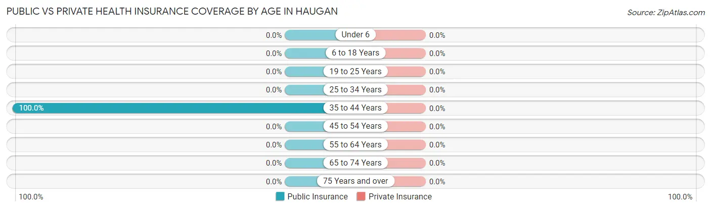 Public vs Private Health Insurance Coverage by Age in Haugan