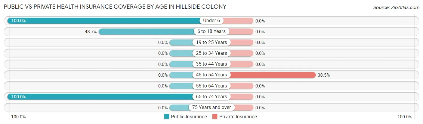 Public vs Private Health Insurance Coverage by Age in Hillside Colony