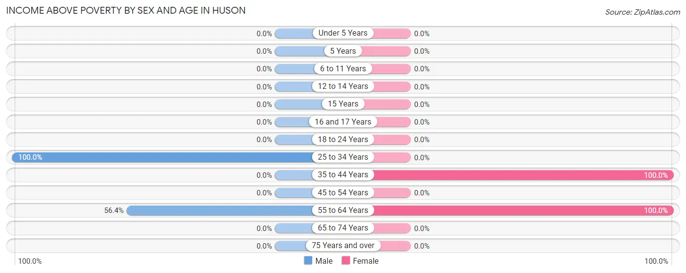 Income Above Poverty by Sex and Age in Huson
