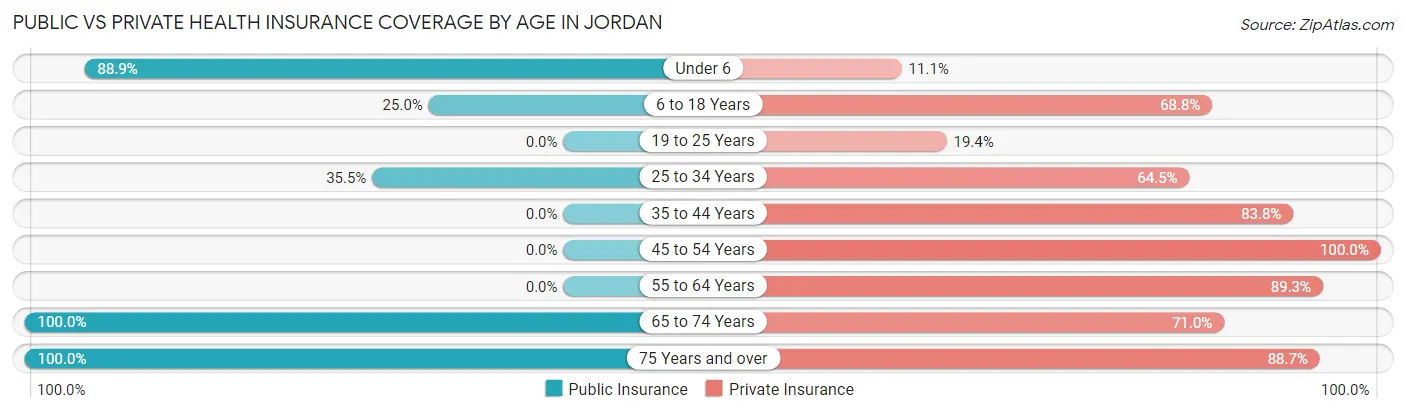 Public vs Private Health Insurance Coverage by Age in Jordan