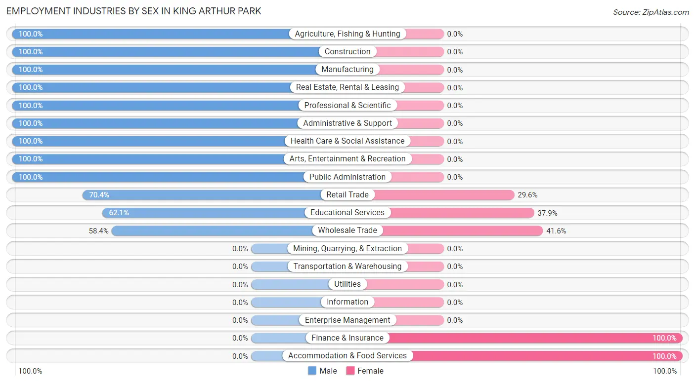 Employment Industries by Sex in King Arthur Park