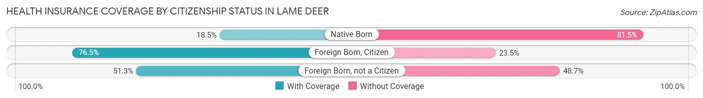 Health Insurance Coverage by Citizenship Status in Lame Deer