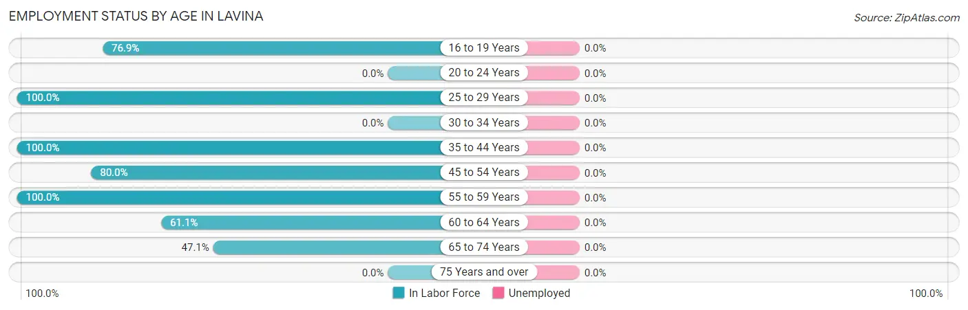 Employment Status by Age in Lavina
