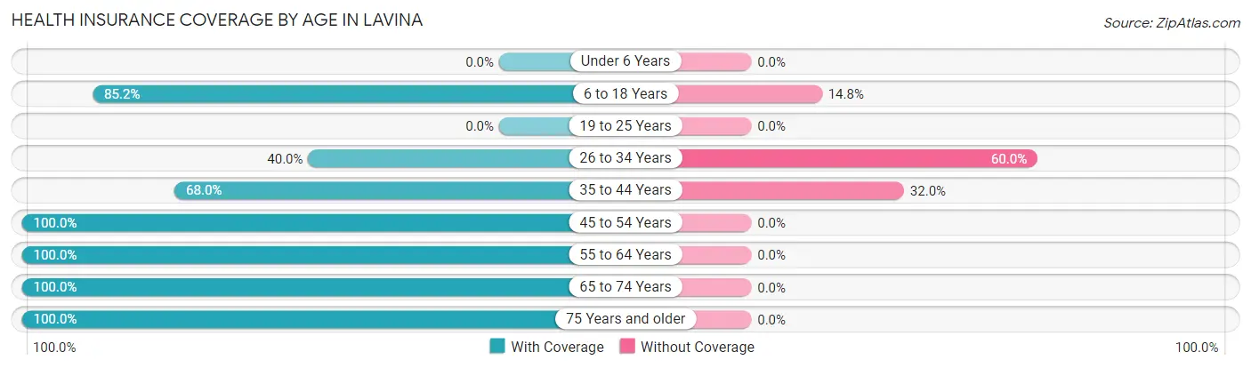Health Insurance Coverage by Age in Lavina