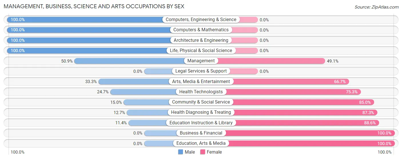Management, Business, Science and Arts Occupations by Sex in Lewistown