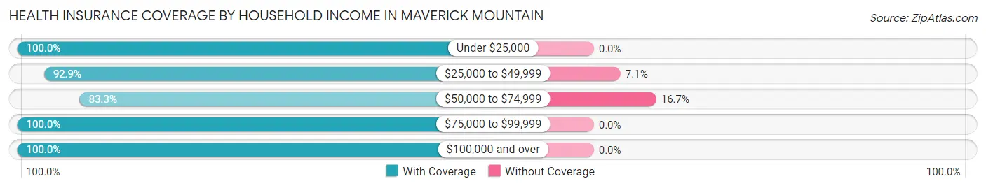 Health Insurance Coverage by Household Income in Maverick Mountain
