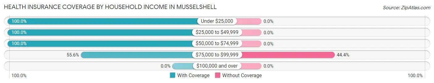 Health Insurance Coverage by Household Income in Musselshell