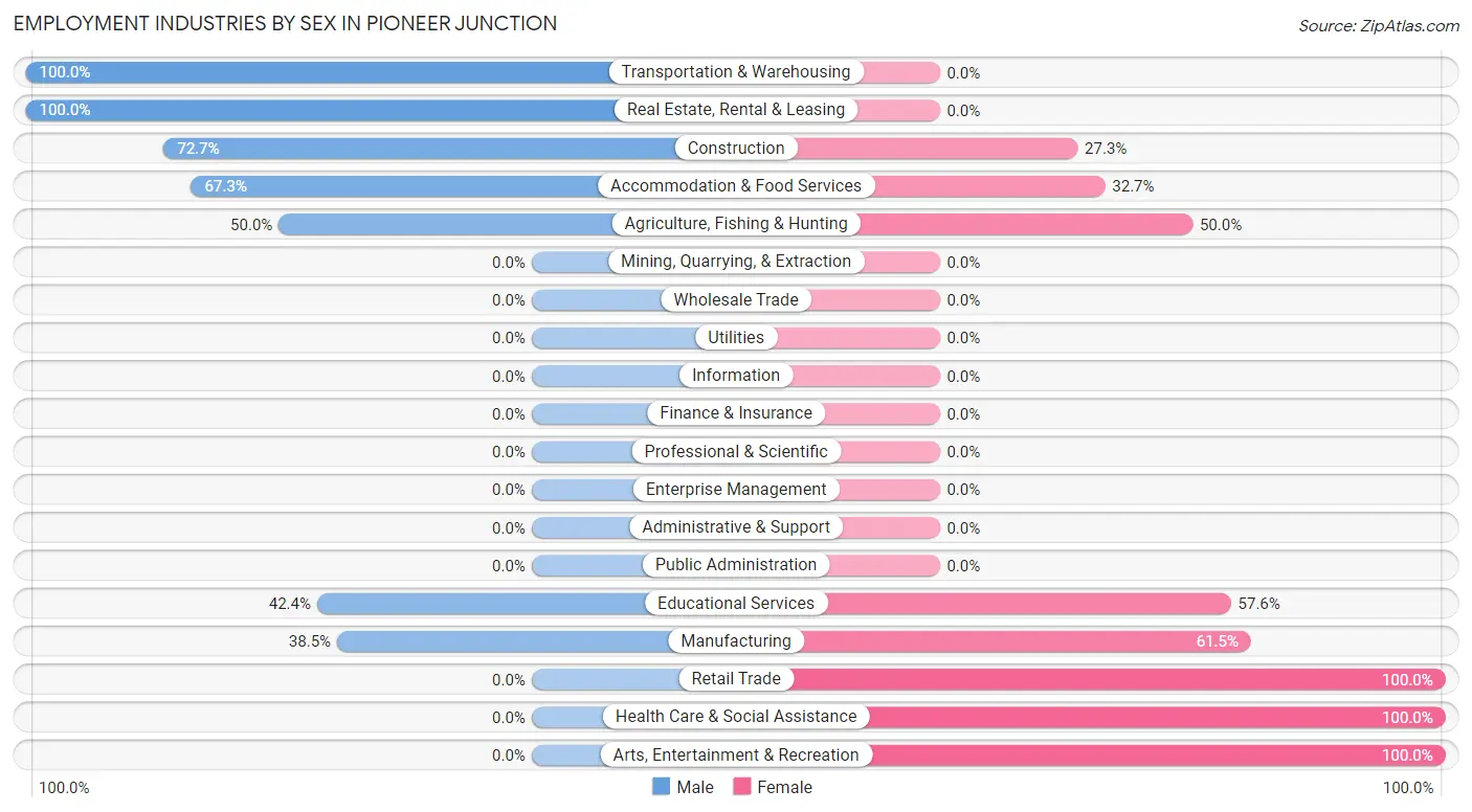 Employment Industries by Sex in Pioneer Junction