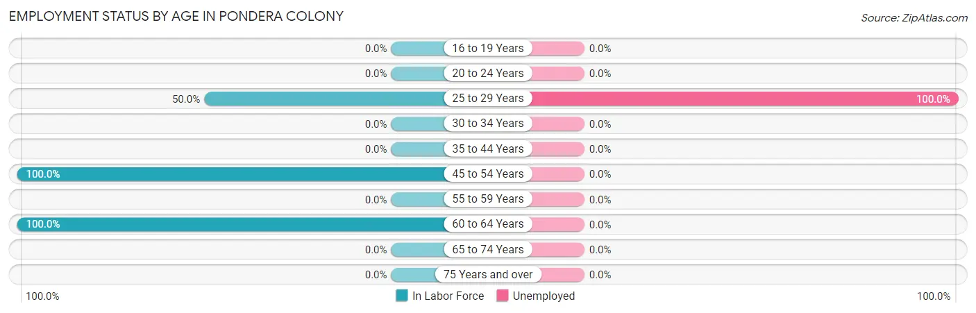Employment Status by Age in Pondera Colony