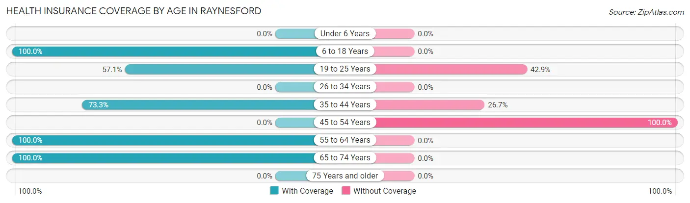 Health Insurance Coverage by Age in Raynesford