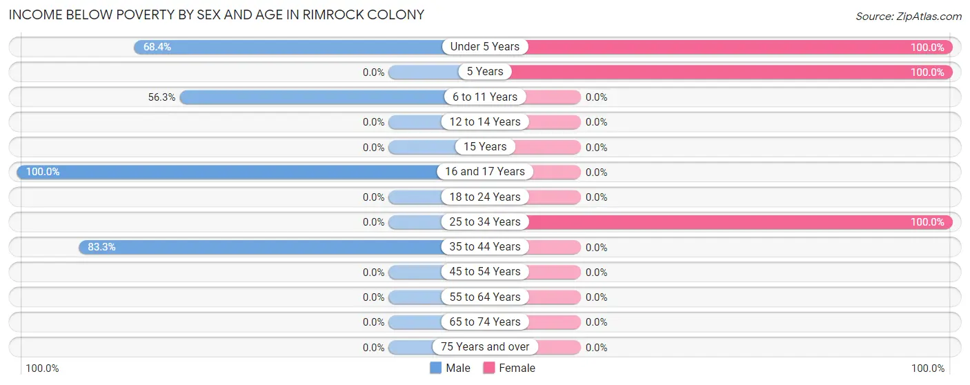 Income Below Poverty by Sex and Age in Rimrock Colony