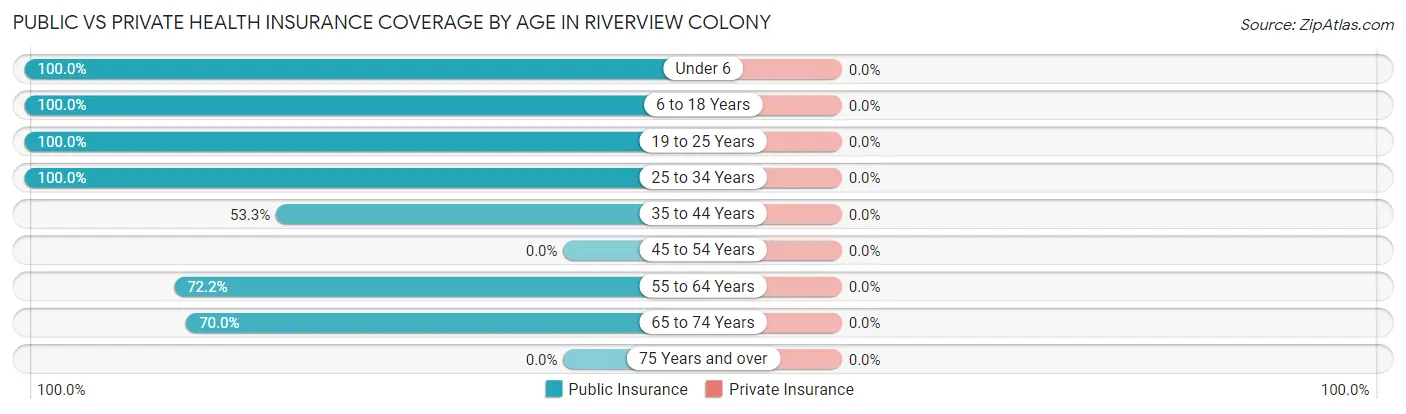 Public vs Private Health Insurance Coverage by Age in Riverview Colony