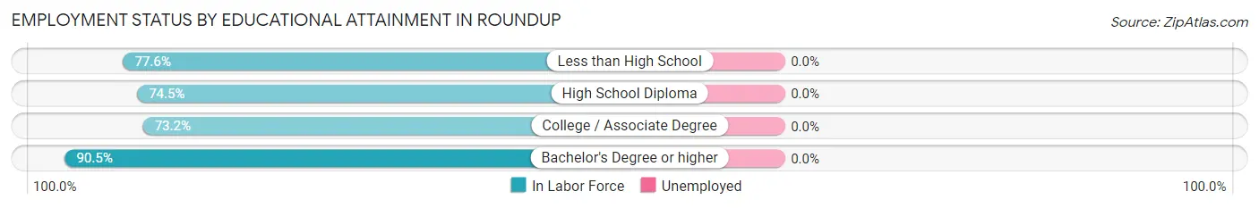 Employment Status by Educational Attainment in Roundup