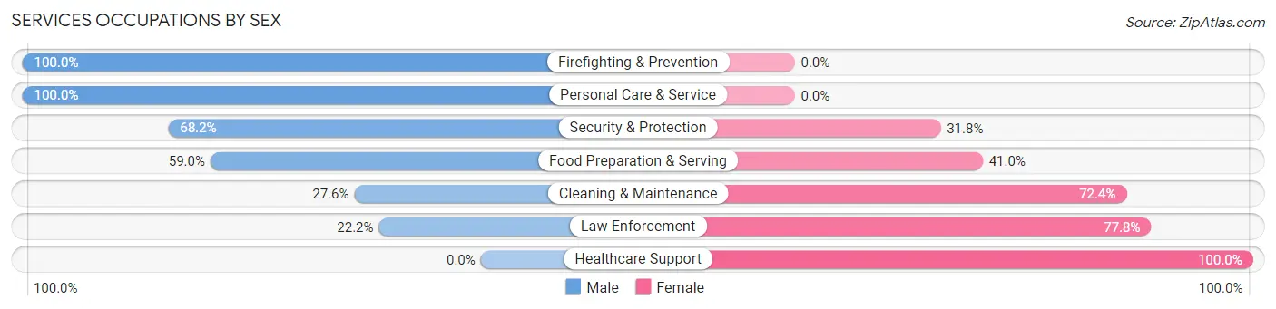 Services Occupations by Sex in Roundup