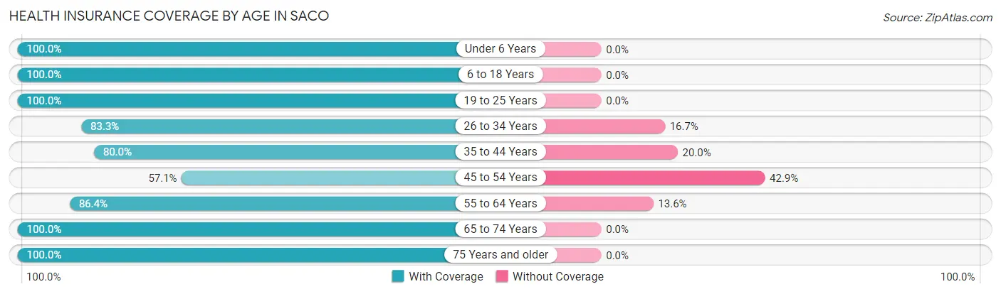 Health Insurance Coverage by Age in Saco