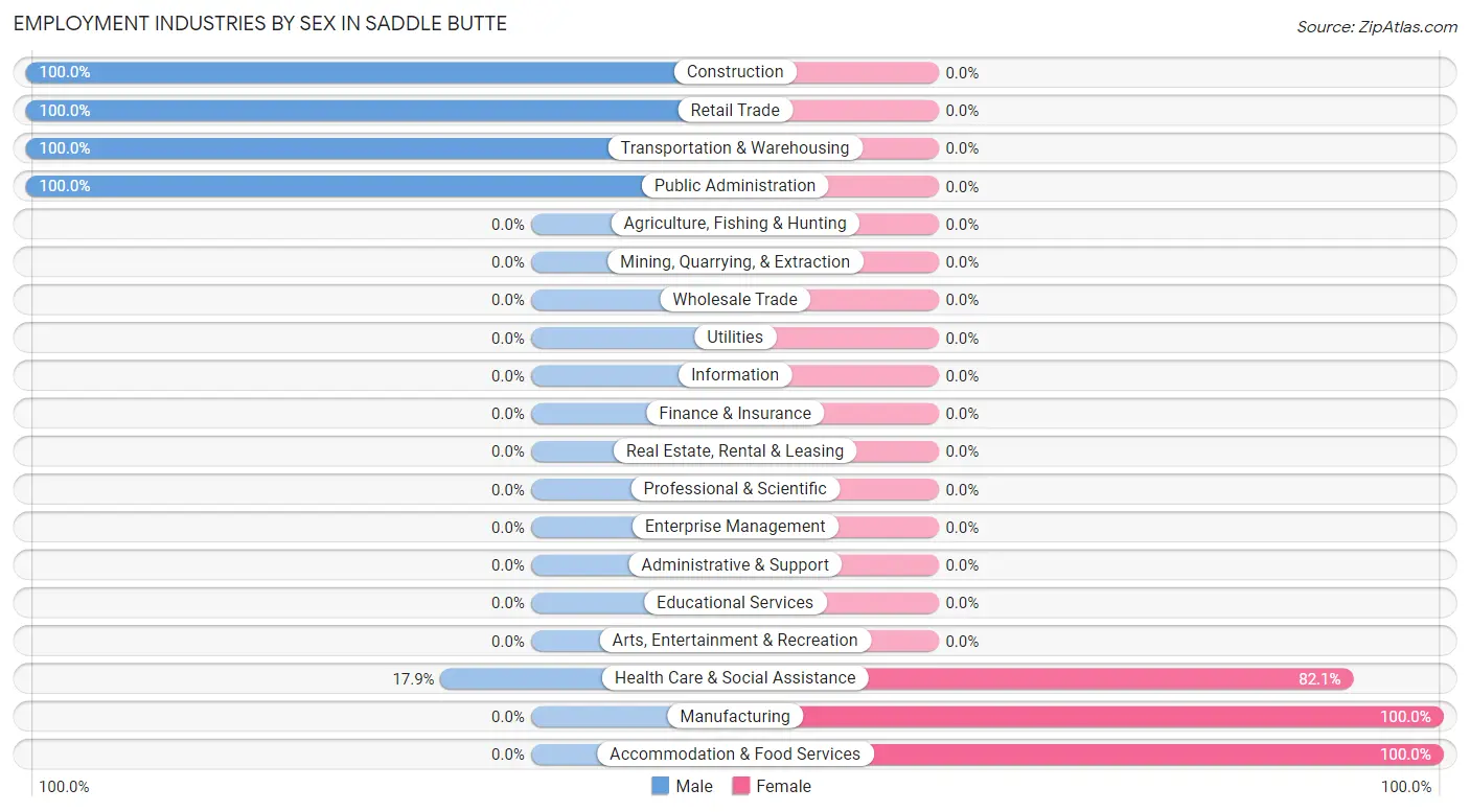 Employment Industries by Sex in Saddle Butte