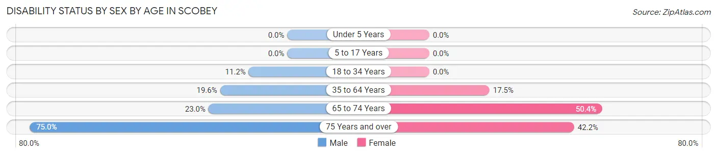 Disability Status by Sex by Age in Scobey