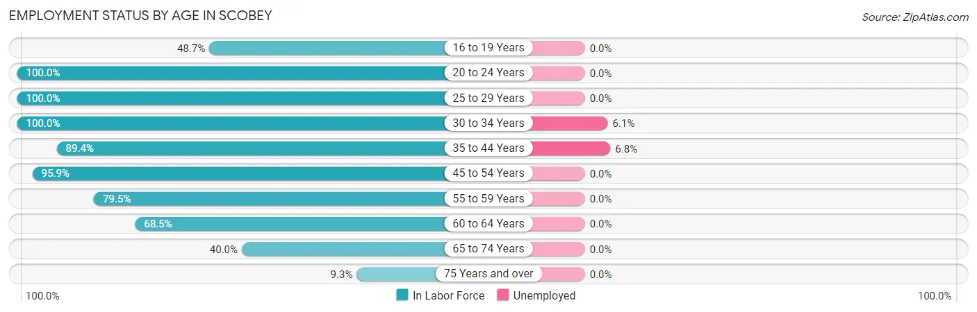 Employment Status by Age in Scobey