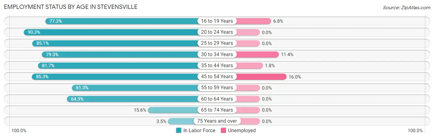 Employment Status by Age in Stevensville