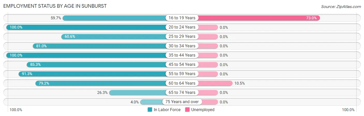 Employment Status by Age in Sunburst