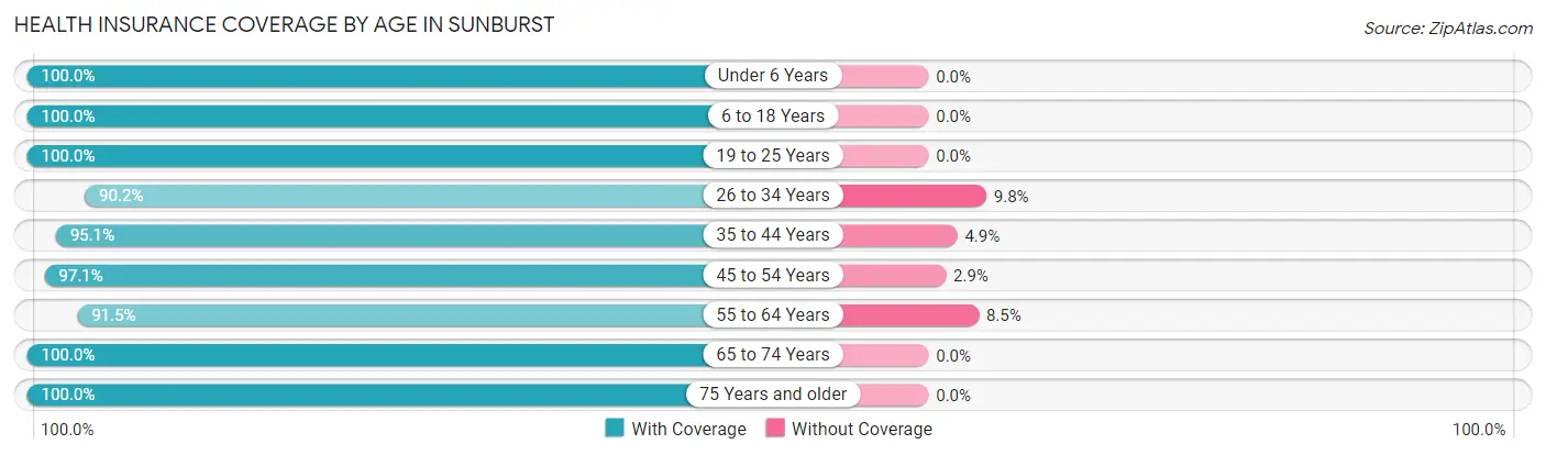 Health Insurance Coverage by Age in Sunburst