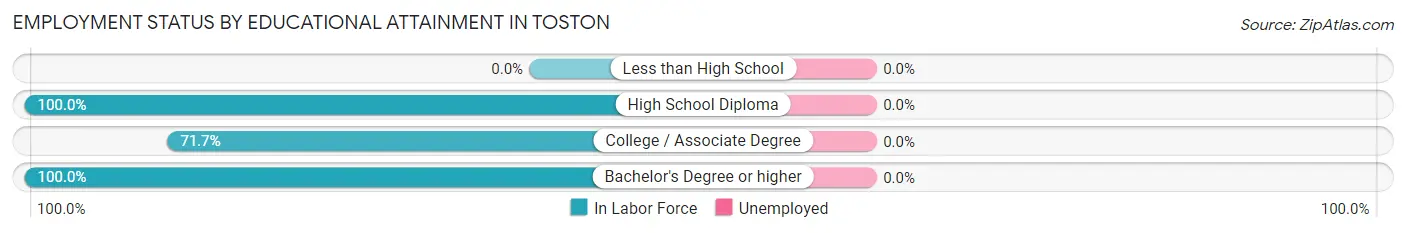 Employment Status by Educational Attainment in Toston