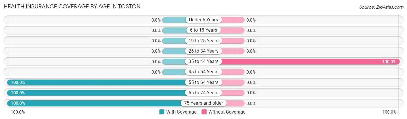 Health Insurance Coverage by Age in Toston