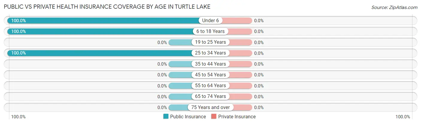 Public vs Private Health Insurance Coverage by Age in Turtle Lake